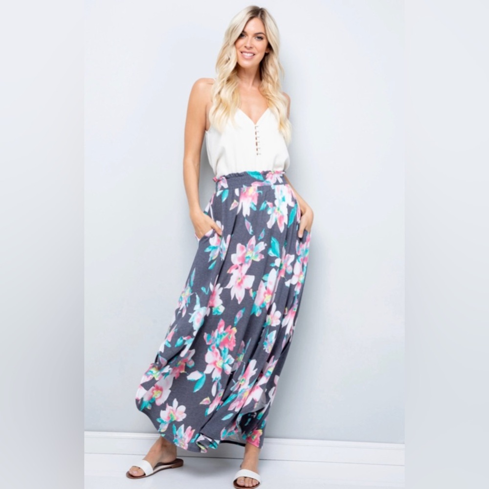 SWEET LOVELY BY JEN MAXI SKIRT FLORAL